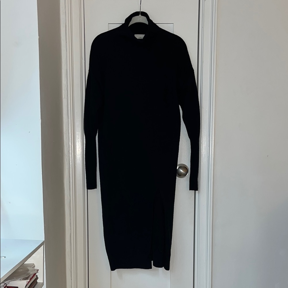 Black Long Sleeve Midi Sweater Dress